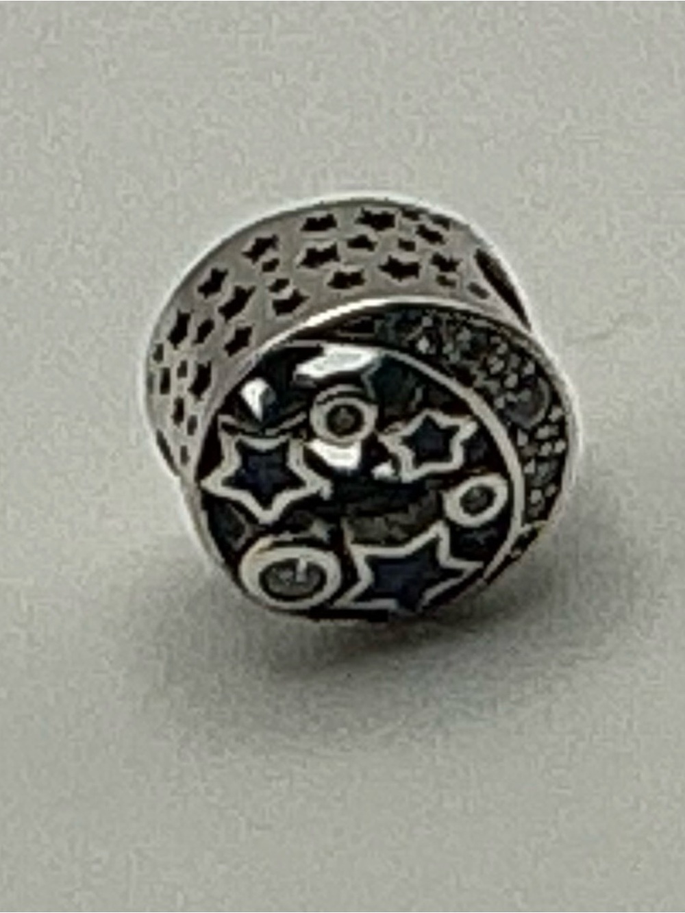 Pandora Sterling Silver Blue Enamel Star Swirl Spacer Charm S925 ALE